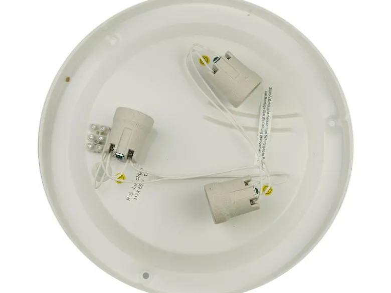 Deckenleuchte / Deckenschale rund, Opalglas matt, Dekorring Chrom, Ø 45cm