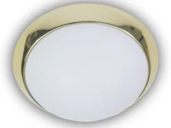 Deckenleuchte / Deckenschale, Opalglas matt, Dekorring Messing poliert, Ø 50cm