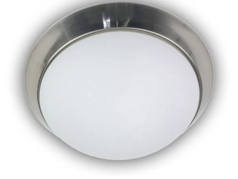 Deckenleuchte / Deckenschale, Opalglas matt, Dekorring Nickel matt, Ø 50cm