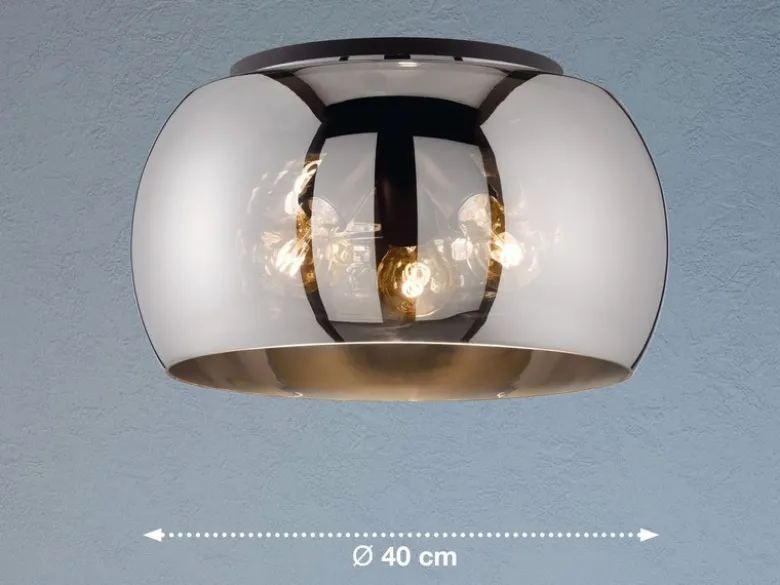 Deckenleuchte DIMA rund aus Rauchglas Industrial, Ø 40cm