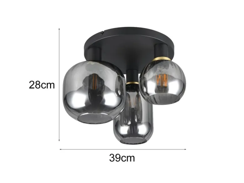 Deckenleuchte DIVA 3-flammig mit Glasschirmen Chrom bedampft, Ø 39cm