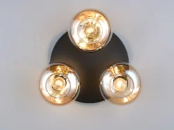 Deckenleuchte DIVINA rund mit 3 Glas Lampenschirmen Bernsteinfarbig, Ø 39cm