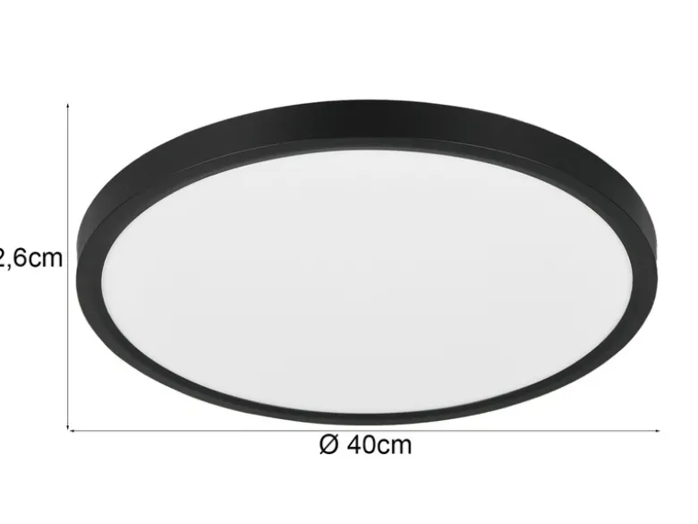 Deckenleuchte DRACO Schwarz ultraflach LED dimmbar & Lichtfarbe einstellbar 40cm