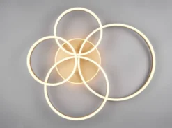 Deckenleuchte DRAKE Gold Fernbedienung 4 LED Ringe dimmbar, B: 80cm