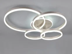 Deckenleuchte DRAKE Silber Fernbedienung 4 LED Ringe dimmbar B: 80cm