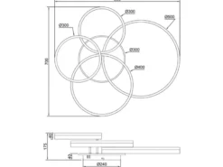 Deckenleuchte DRAKE Silber Fernbedienung 4 LED Ringe dimmbar B: 80cm