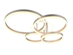 Deckenleuchte DRAKE Silber Fernbedienung 4 LED Ringe dimmbar B: 80cm