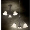 Deckenleuchte 3-flammig Rostoptik mit Glasschirmen Weiß & E14 LEDs Ø 55cm