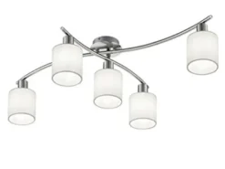 Deckenleuchte GARDA 5 flammig mit Stoffschirmen in Weiß - schwenkbar, B: 80cm