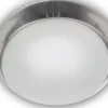 Deckenleuchte, Glas Weiß mit Klarrand, Dekorring Nickel matt, Ø 30cm