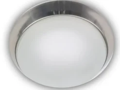 Deckenleuchte, Glas Weiß mit Klarrand, Dekorring Nickel matt, Ø 30cm
