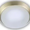 Deckenleuchte, Glas Weiß mit Klarrand, Dekorring Messing matt, Ø 40cm