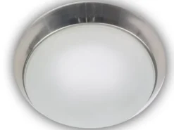 Deckenleuchte, Glas Weiß mit Klarrand, Dekorring Nickel matt, Ø 40cm