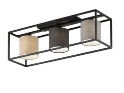 Deckenleuchte ISKO 3-flammig Stoffschirme mehrfarbig, Breite 70cm
