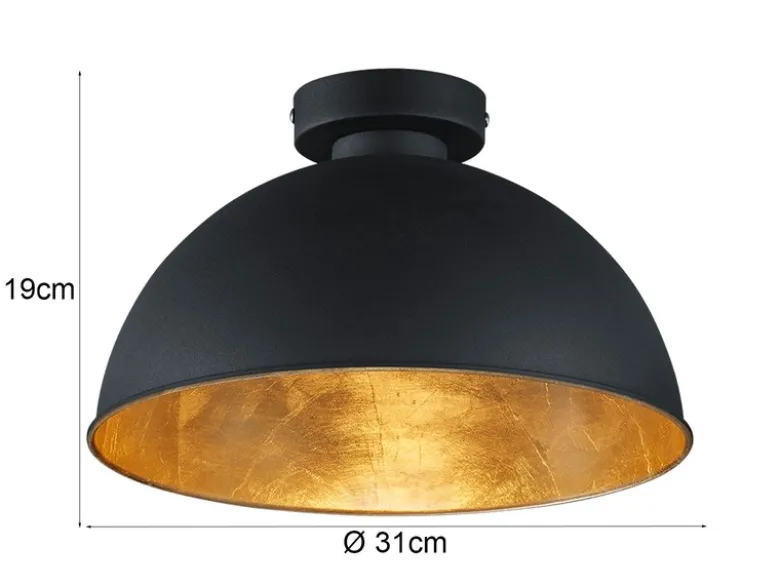 Deckenleuchte JIMMY mit Metall Lampenschirm Schwarz & Gold, Ø 31cm