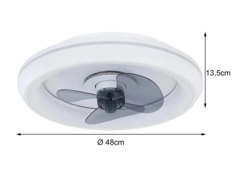 Deckenleuchte JOEY mit Ventilator & Fernbedienung Lichtfarbe einstellbar, Ø 48cm