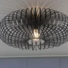 Deckenleuchte JOHANN Gitter Lampenschirm Metall in Schwarz, Ø 50cm