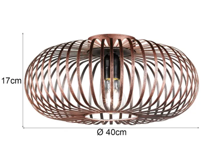Deckenleuchte JOHANN Gitter Lampenschirm Metall Kupfer antik Ø 40cm