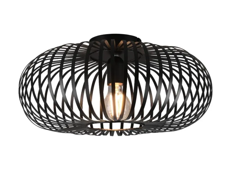 Deckenleuchte JOHANN Gitter Lampenschirm Metall in Schwarz, Ø 40cm