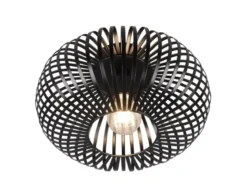 Deckenleuchte JOHANN Gitter Lampenschirm Metall in Schwarz, Ø 30cm