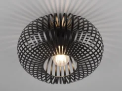 Deckenleuchte JOHANN Gitter Lampenschirm Metall in Schwarz, Ø 30cm