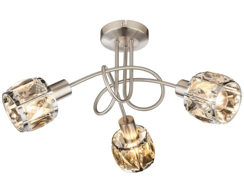 Deckenleuchte KRIS 3-flammig mit Glas Kristallen in Silber, Ø 38cm