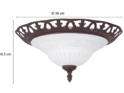 Deckenleuchte Landhausstil Rostoptik mit Glasschirm Weiß & E27 LED Ø 38cm