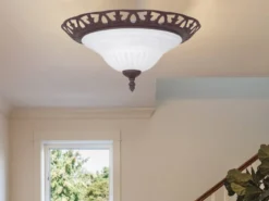 Deckenleuchte Landhausstil Rostoptik mit Glasschirm Weiß & E27 LED Ø 38cm