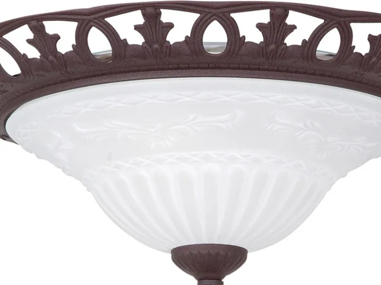 Deckenleuchte Landhausstil Rostoptik mit Glasschirm Weiß & E27 LED Ø 38cm