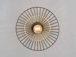 Deckenleuchte LAURIS mit Gitter Lampenschirm Schwarz Gold, Ø 30cm
