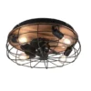 Deckenleuchte mit Ventilator TRONDHEIM, Fernbedienung Schwarz/Holzoptik, Ø 48cm