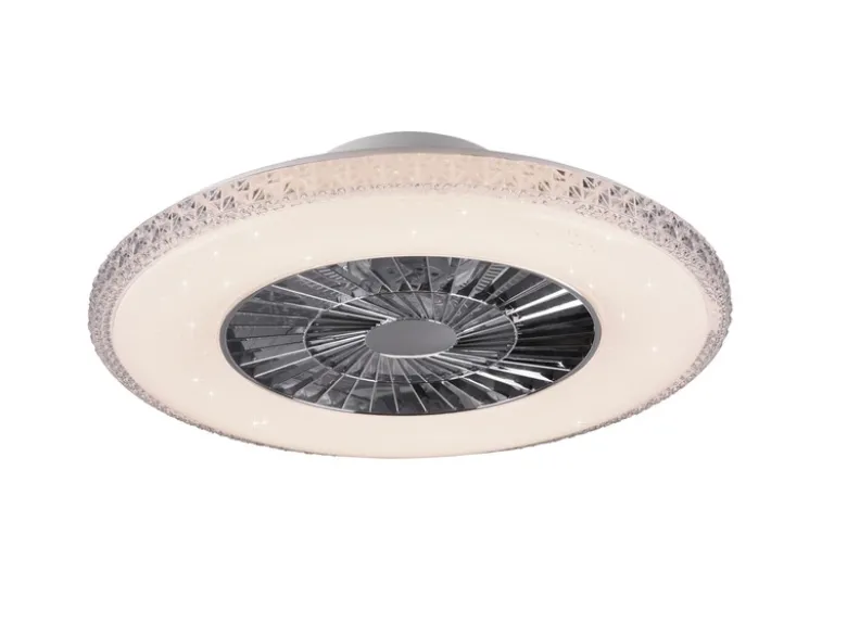 Deckenleuchte mit Ventilator HARSTADT mit Fernbedienung, Kristallrand Ø 60cm