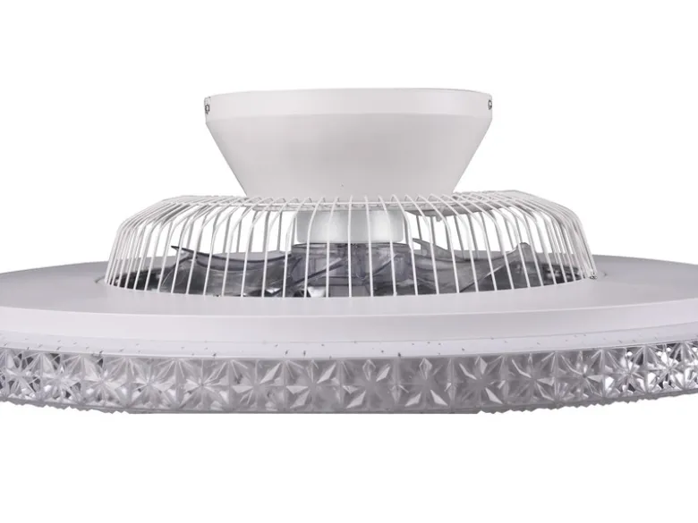 Deckenleuchte mit Ventilator HARSTADT mit Fernbedienung, Kristallrand Ø 60cm