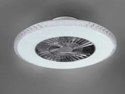 Deckenleuchte mit Ventilator HARSTADT mit Fernbedienung, Kristallrand Ø 60cm