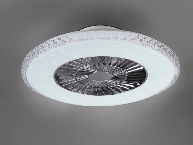 Deckenleuchte mit Ventilator HARSTADT mit Fernbedienung, Kristallrand Ø 60cm