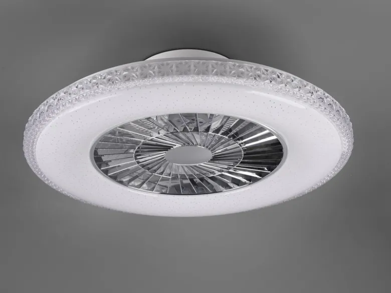 Deckenleuchte mit Ventilator HARSTADT mit Fernbedienung, Kristallrand Ø 60cm