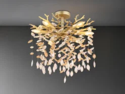 Deckenleuchte QUEENA Gold 6-flammig Glas Kristall 2-farbig Ø 50cm