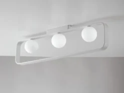 Deckenleuchte ROXY 3 flammig Weiß mit Glaskugeln Opalweiß, Breite 80cm