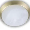 Deckenleuchte rund, Glas Alabaster, Dekorring Messing matt, Ø 40cm