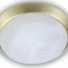 Deckenleuchte rund, Glas Alabaster, Dekorring Messing matt, Ø 25cm