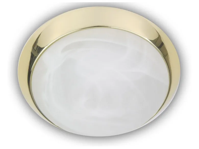 Deckenleuchte rund, Glas Alabaster, Dekorring Messing poliert, Ø 40cm