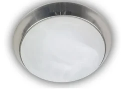 Deckenleuchte rund, Glas Alabaster, Dekorring Silber matt, Ø 30cm
