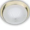 Deckenleuchte rund, Schliffglas Weiß, Dekorring Messing poliert, Ø 35cm