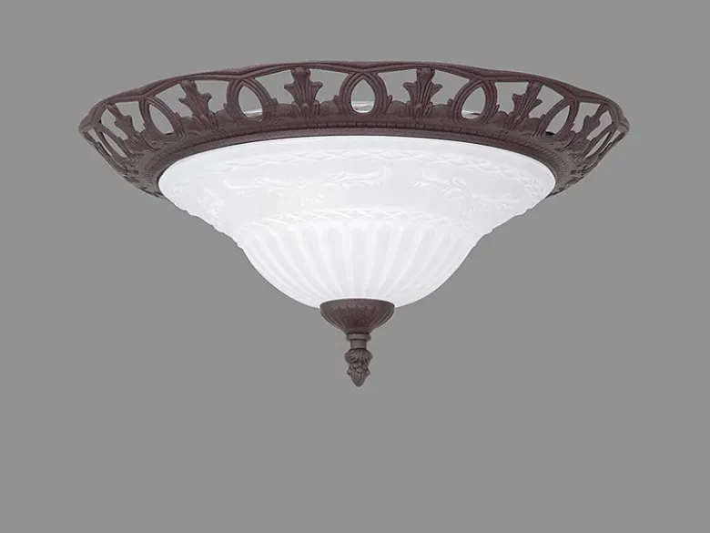 Deckenleuchte RUSTICA im Landhausstil Rostoptik mit Glasschirm Weiß Ø 38cm
