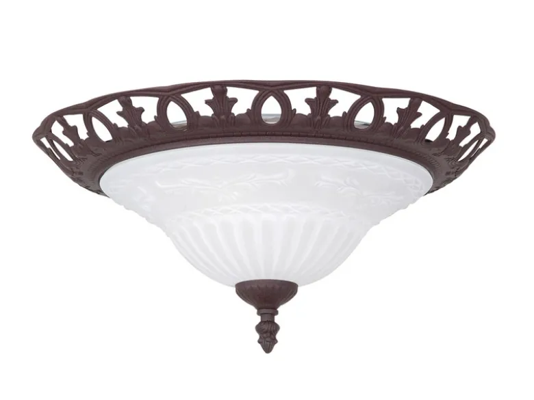 Deckenleuchte RUSTICA im Landhausstil Rostoptik mit Glasschirm Weiß Ø 38cm