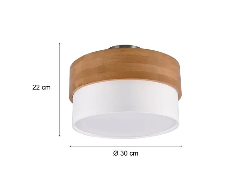 Deckenleuchte SEASONS Holzlampe mit Stoffschirm Weiß, Ø 30cm
