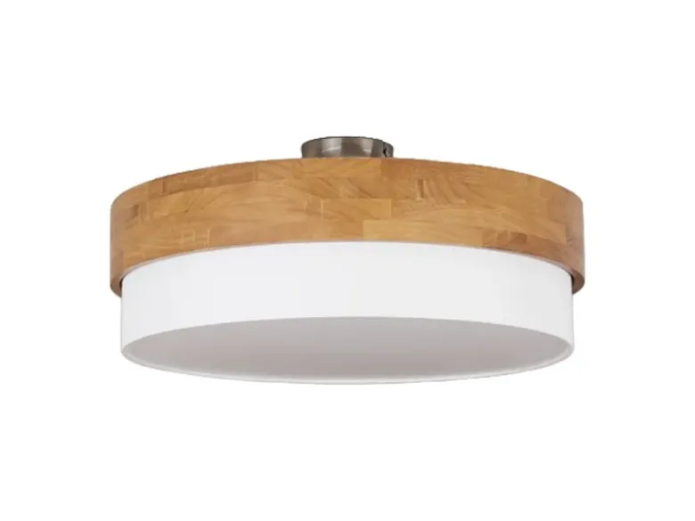 Deckenleuchte SEASONS Holzlampe mit Stoffschirm Weiß, Ø 50cm