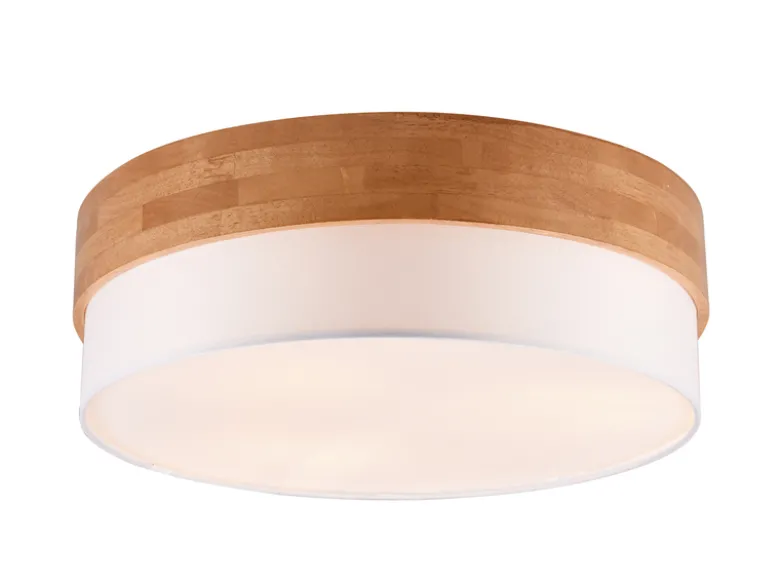 Deckenleuchte SEASONS Holzlampe mit Stoffschirm Weiß, Ø 50cm