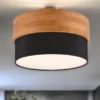 Deckenleuchte SEASONS Holzlampe mit Stoffschirm Schwarz, Ø 30cm