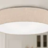 Deckenleuchte THOR groß rund mit Lampenschirm Leinen Beige, Ø 60cm